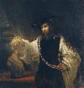 Rembrandt van rijn Aristotle Contemplating a Bust of Homer France oil painting artist
